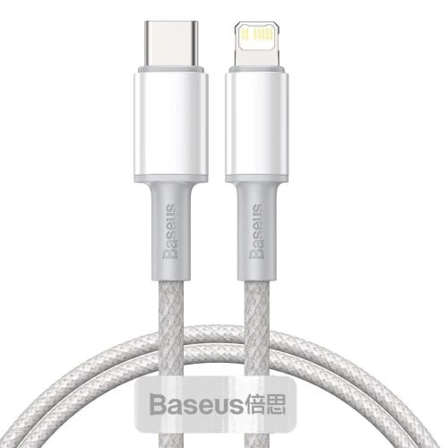 Kup USB-C to Lightning kábel Baseus Nagy Sűrűségű Fonott, 20W, 5A, PD, 1m (fehér) - BSU1946WHT - {ean13} - Sklep Home Screen