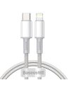 Cablul USB-C la Lightning Baseus High Density Braided, 20W, 5A, PD, 1m (alb)