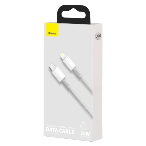 Kup Cablul USB-C la Lightning Baseus High Density Braided, 20W, 5A, PD, 1m (alb) - BSU1946WHT - {ean13} - Sklep Home Screen