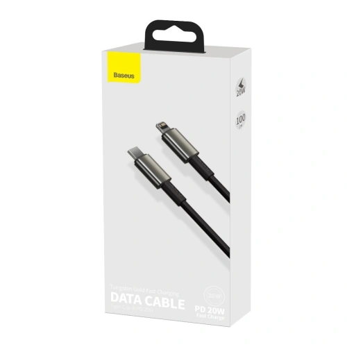 Kup Kabel USB-C do Lightning Baseus Tungsten Gold, 20W, 5A, PD, 1m (černý) - BSU1947BLK - {ean13} - Sklep Home Screen