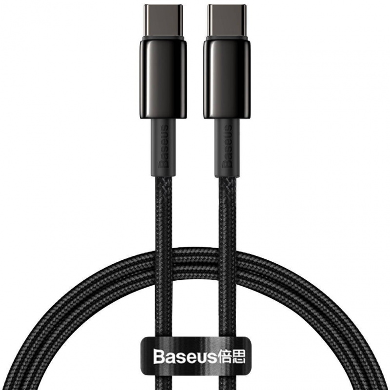 Kup Kabel USB-C do USB-C Baseus Tungsten Gold, 100W, 2m (czarny) - 6953156232068 - BSU1950BLK - Homescreen.pl