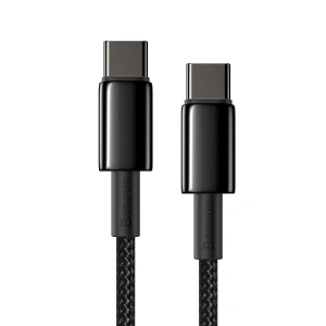 Cablul USB-C la USB-C Baseus Tungsten Gold, 100W, 2m (negru)