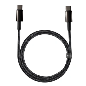 Cablul USB-C la USB-C Baseus Tungsten Gold, 100W, 2m (negru)