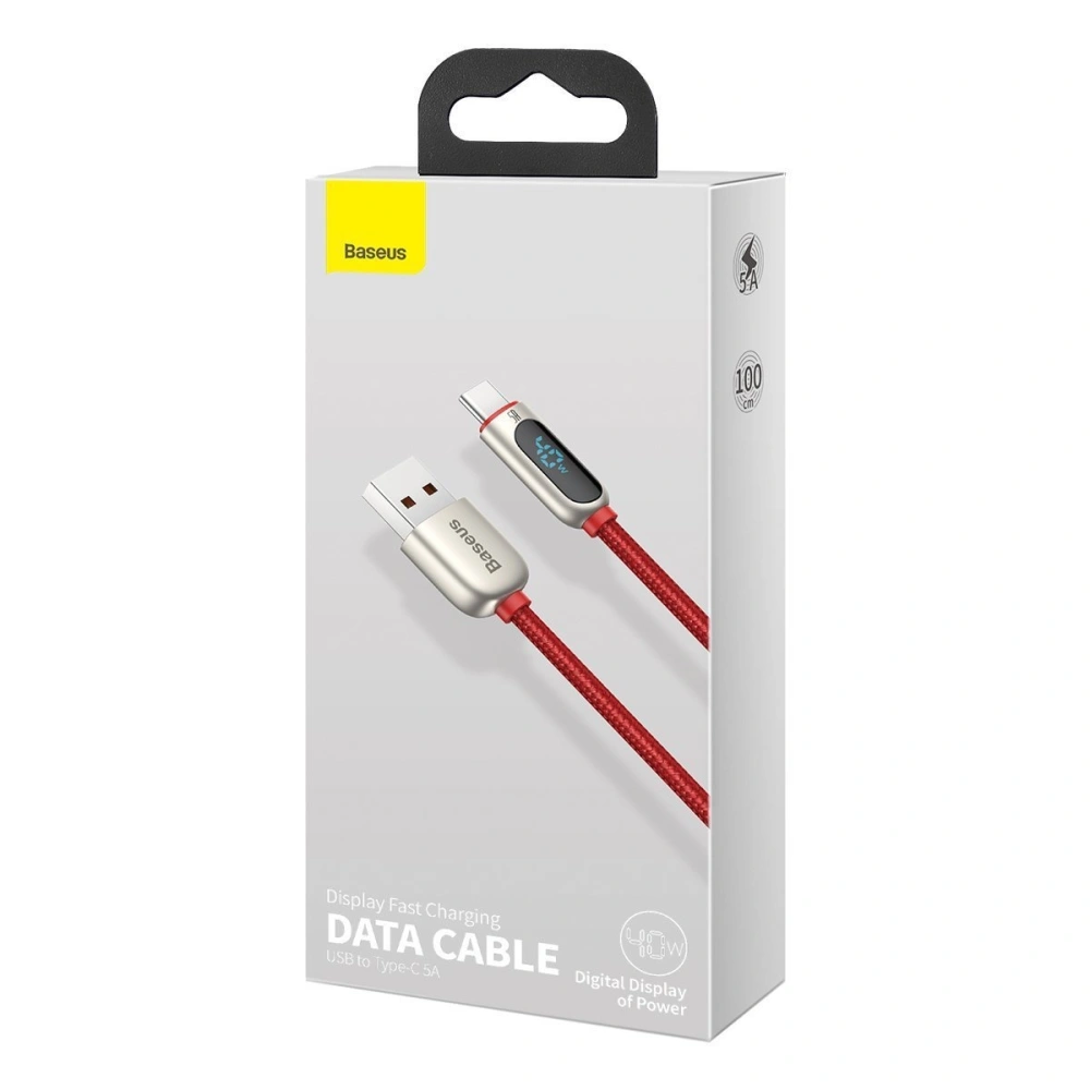 Kabel USB do USB-C Baseus Display, 5A, 1m (czerwony)