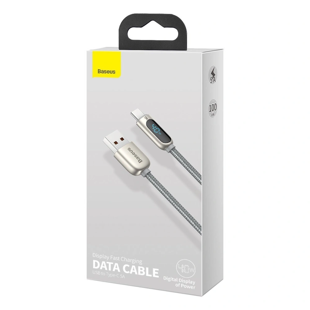 Kabel USB do USB-C Baseus Display, 5A, 1m (srebrny)