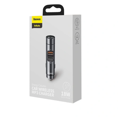 Kup Transmițător FM Baseus Energy Column, Bluetooth 5.0, 2x USB, 18W (gri) - BSU1956GRY - {ean13} - Sklep Home Screen