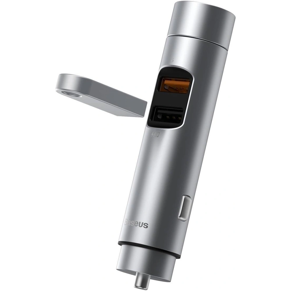 Transmiter FM Baseus Energy Column, Bluetooth 5.0, 2x USB, 18W (srebrny)