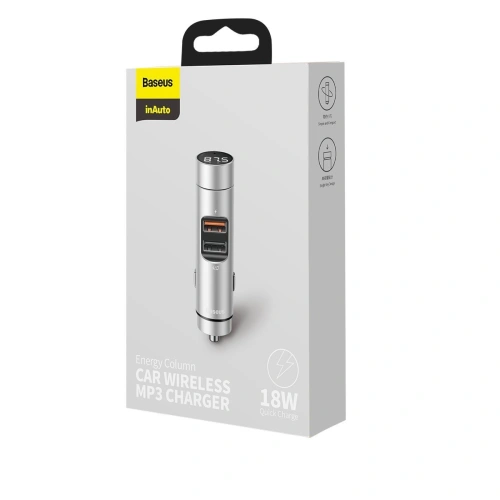 Kup FM adó Baseus Energy oszlop, Bluetooth 5.0, 2x USB, 18W (ezüst) - BSU1957SLV - {ean13} - Sklep Home Screen