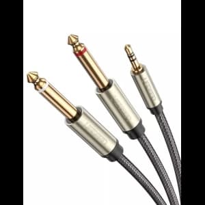 UGREEN AV126 Cable TRS 3.5 mm to 2x TS 6.35 mm - 2m (grey)