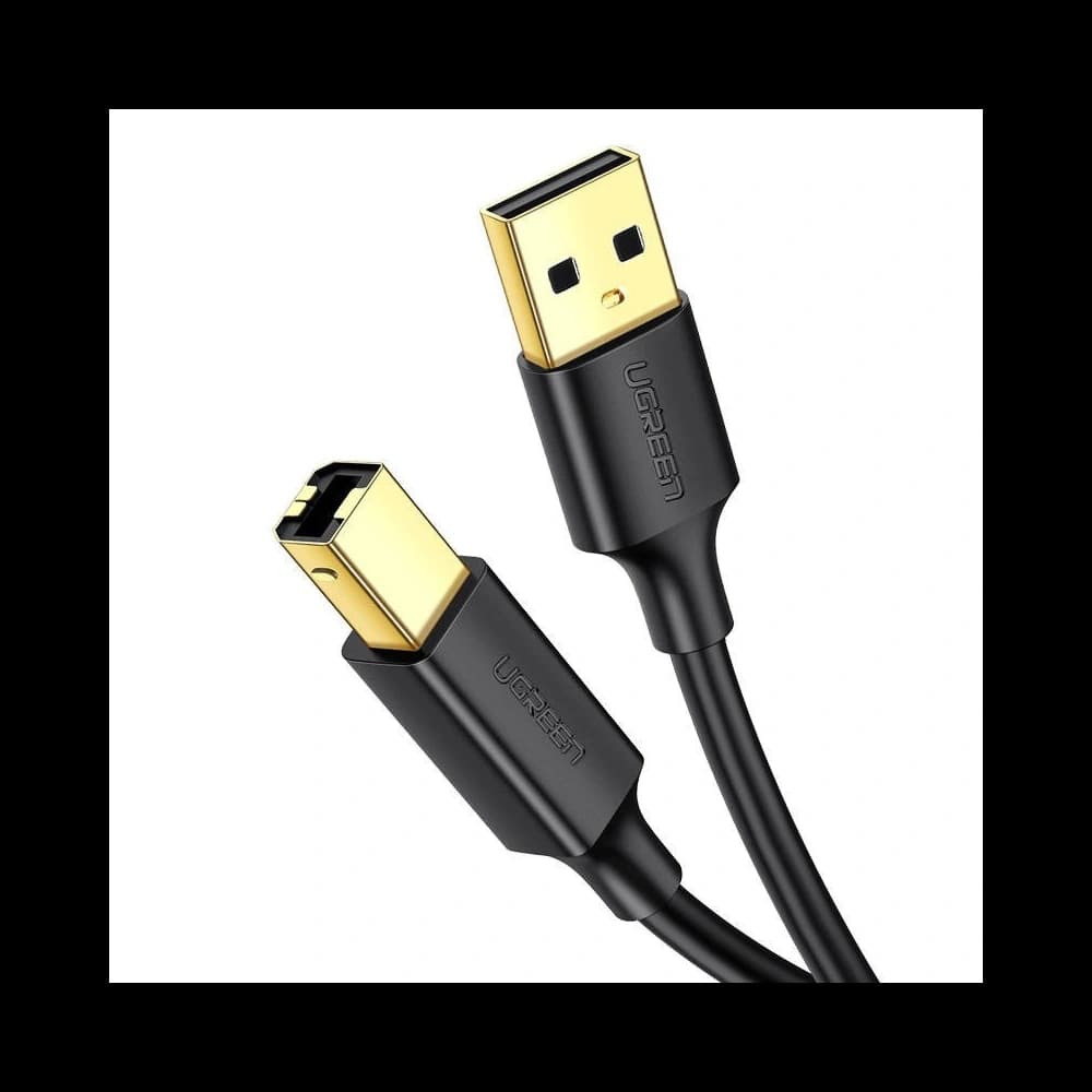 USB 2.0 A-B UGREEN US135 Druckerkabel, vergoldet, 3m (schwarz) - 1