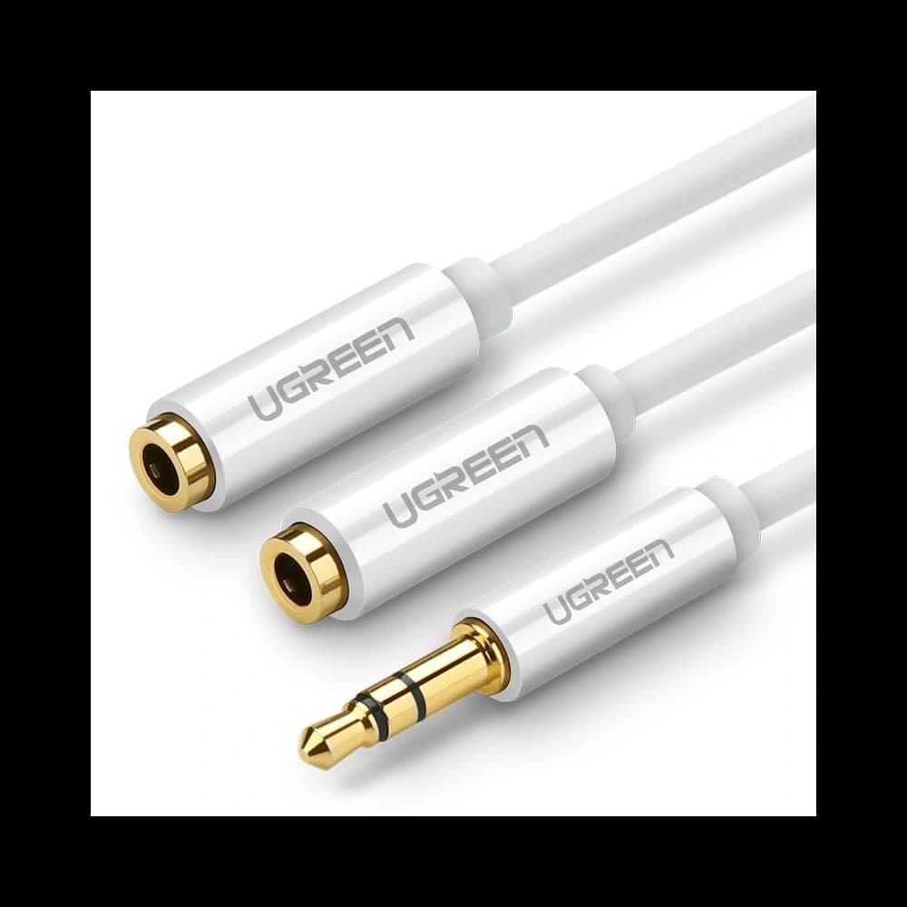 UGREEN AV123 Rozdzielacz audio AUX kabel jack 3,5 mm, 20cm (biały) - 1