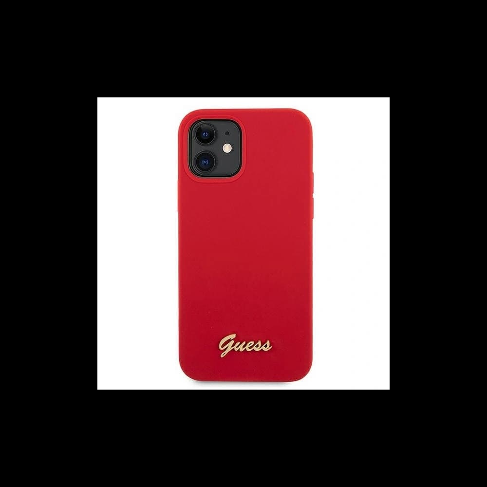 Guess GUHCP12SLSLMGRE Apple iPhone 12 mini red hardcase Metal Logo Script - 3