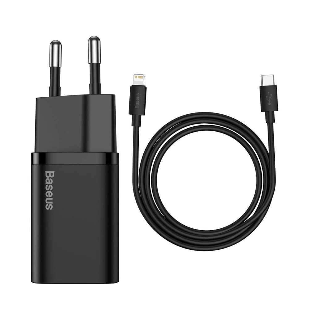 Baseus Super Si Quick Charger 1C 20W with USB-C cable for Lightning 1m (black) - 1