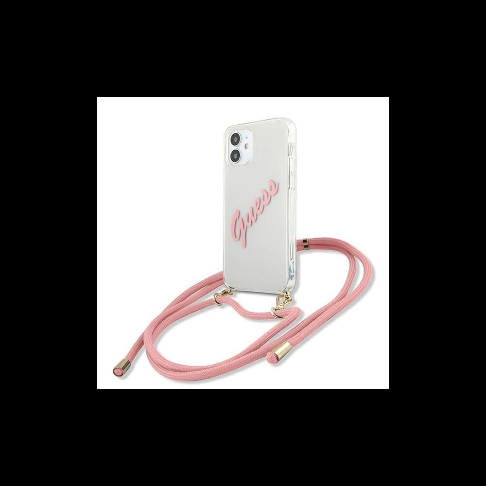 Guess GUHCP12SCRTVSPI Apple iPhone 12 mini pink hardcase Script Vintage - 1