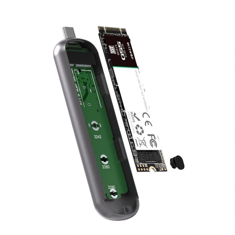 BlitzWolf SATA M.2 SSD-Gehäuse BW-SSDE5 B-Schlüssel, 5Gbps, USB-A - 3