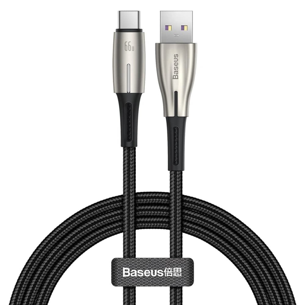 Baseus Water Drop-shaped Cable USB to Type-C, LED, 66W, 6A, 2m (black) - 1