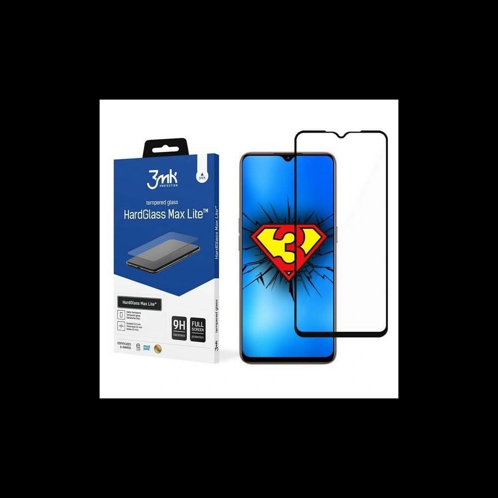 3MK Gehärtetes Glas HardGlass Max Lite Oppo A73 schwarz - 1