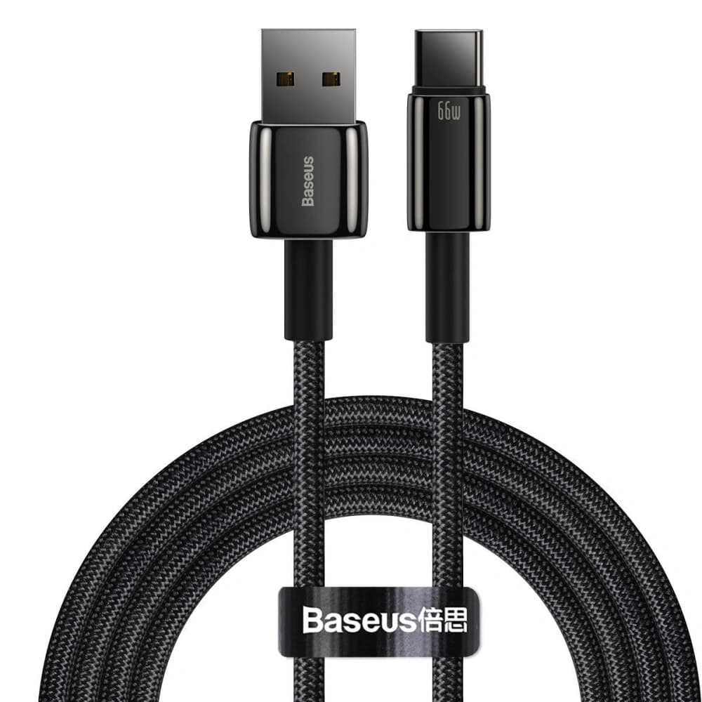 Baseus Tungsten Gold Cable USB to Type-C, 66W, 2m (black) - 1