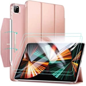 ESR Apple Tasche Ascend Trifold iPad Pro 12.9 2021 (5. Generation) Rose Gold + gehärtetes Glas