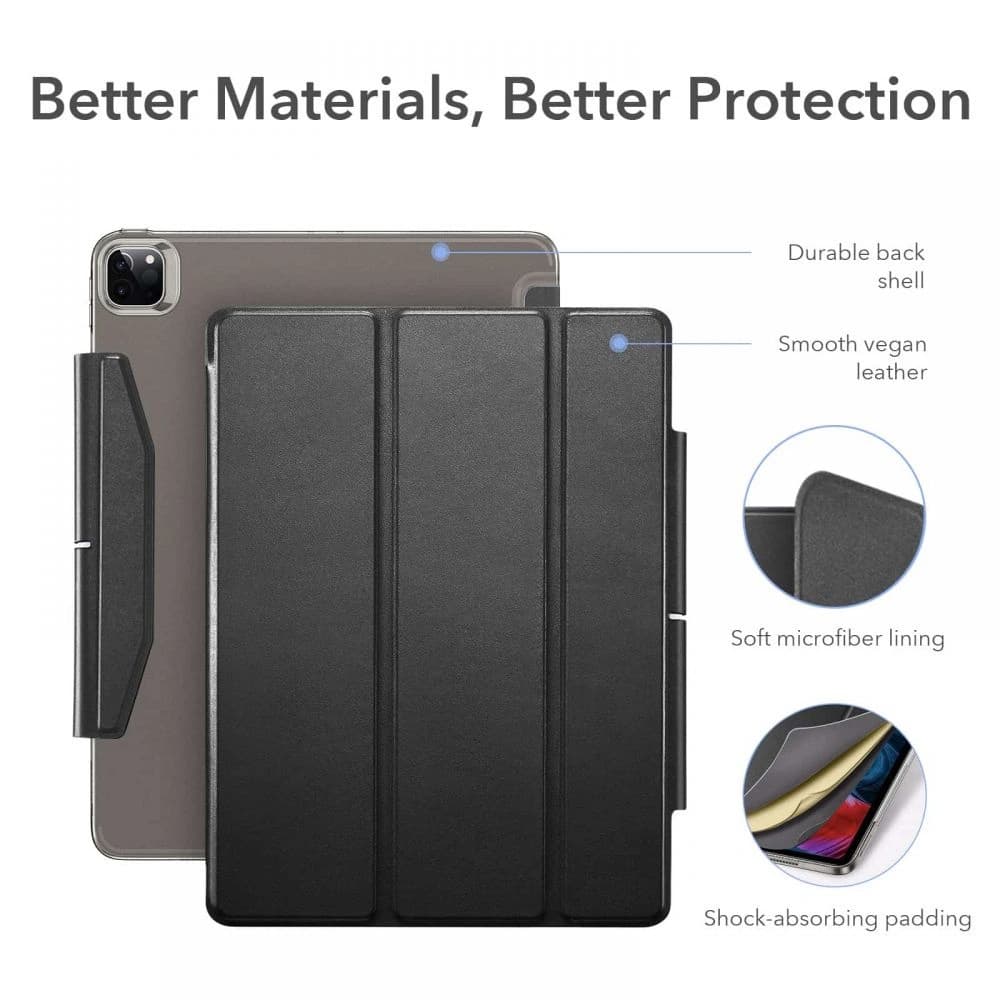 ESR Apple Tasche Ascend Trifold iPad Pro 12.9 2021 (5. Generation) Grau + gehärtetes Glas - 2