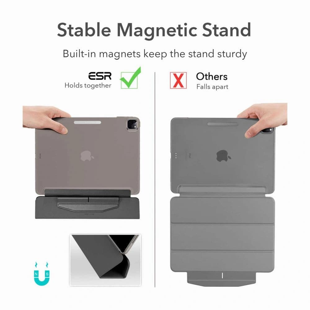 ESR Apple Tasche Ascend Trifold iPad Pro 12.9 2021 (5. Generation) Grau + gehärtetes Glas - 6