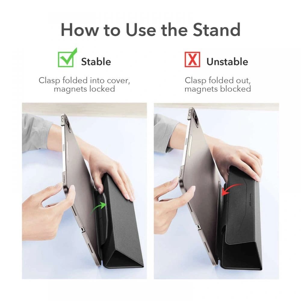 ESR Apple Tasche Ascend Trifold iPad Pro 12.9 2021 (5. Generation) Grau + gehärtetes Glas - 7