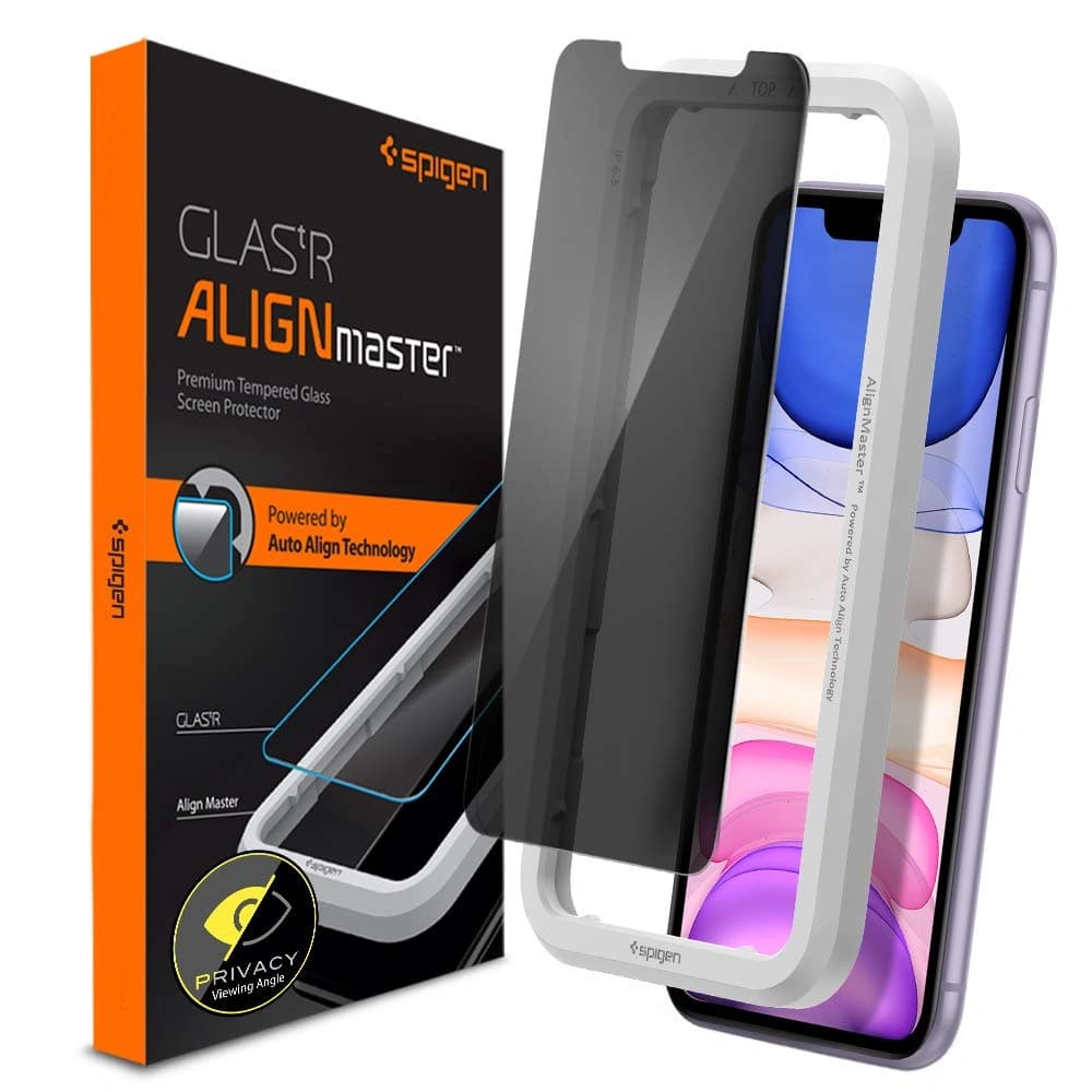 Tvrdé sklo Spigen GLAS.tR AlignMaster Apple iPhone 11 Privacy - 1