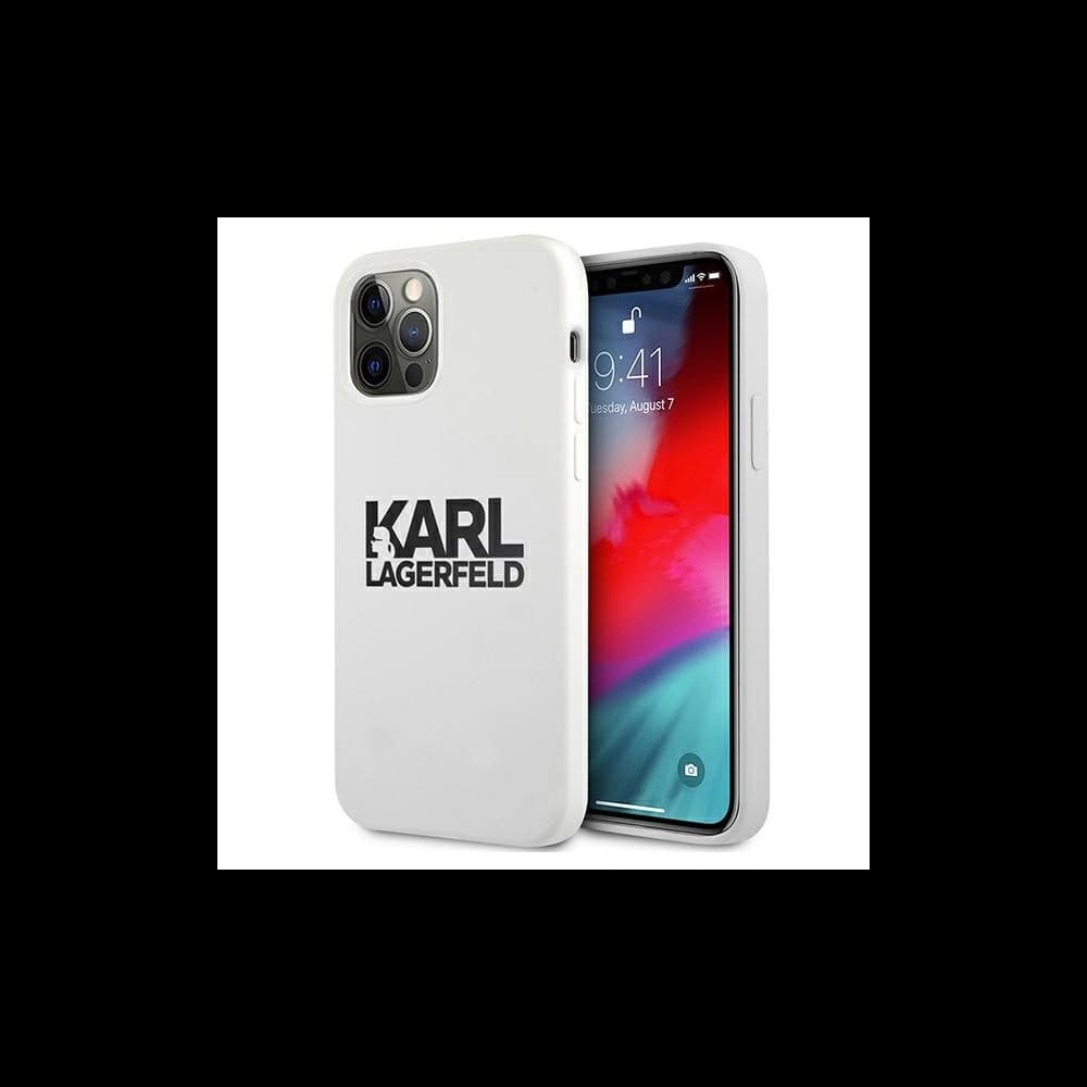 Karl Lagerfeld KLHCP12MSLKLWH Apple iPhone 12/12 Pro Silicone Stack Logo white - 1