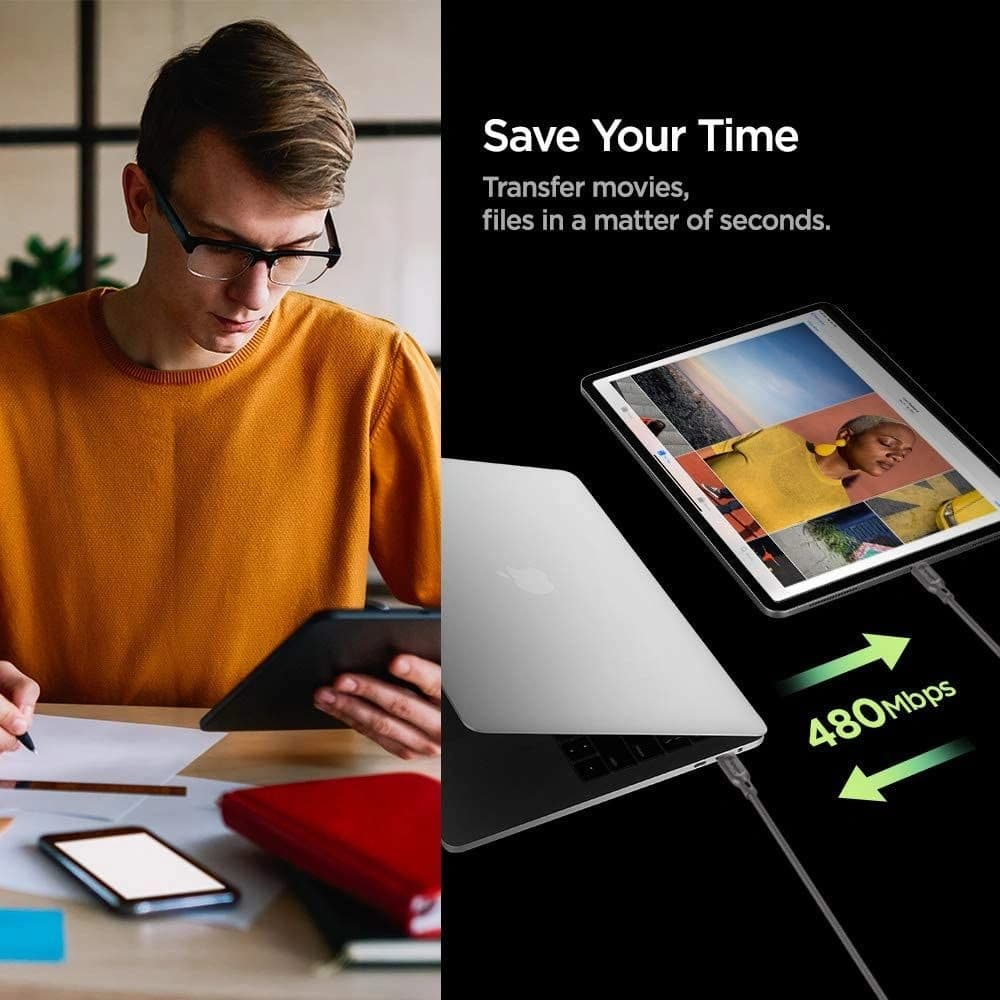 Spigen USB-C Kabel Essential C11C1 PD 60W QC3.0 150cm Gunmetal - 5