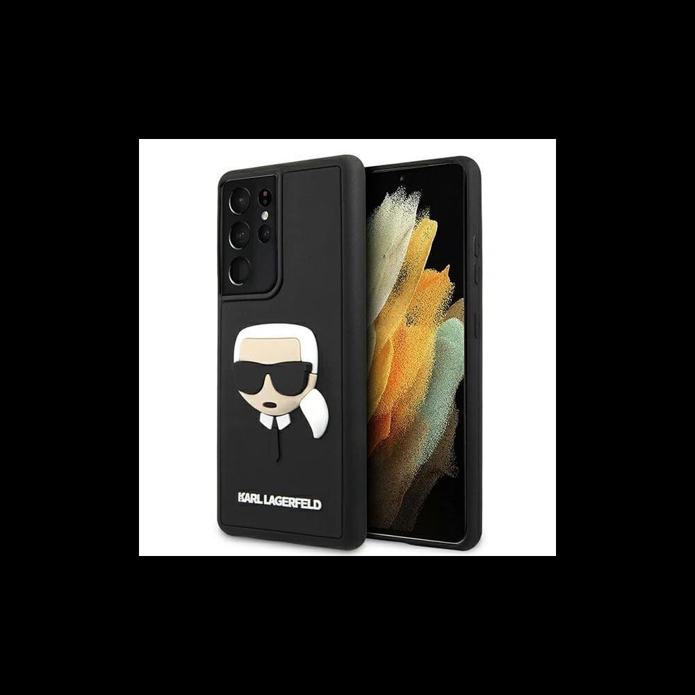 Karl Lagerfeld Samsung Tasche KLHCS21LKH3DBK Galaxy S21 Ultra schwarz/schwarz Hardcase 3D Rubber Karl`s Head - 1