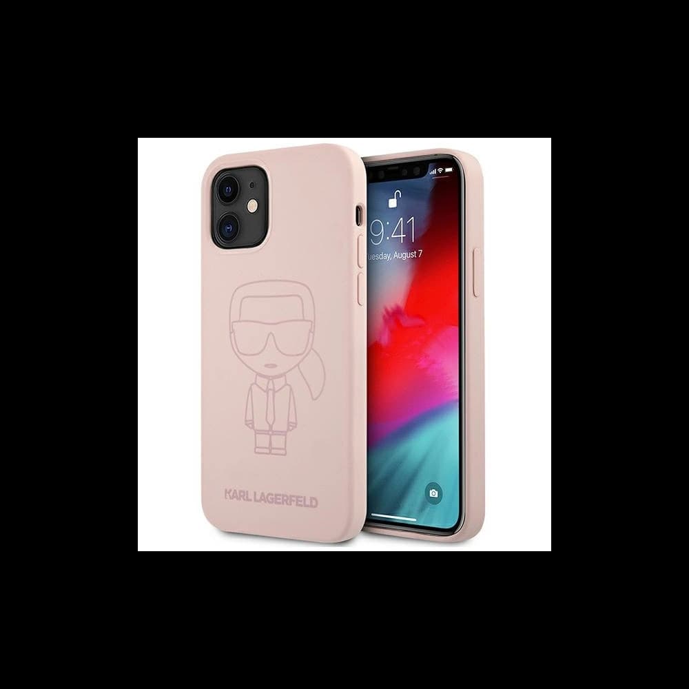 Etui Karl Lagerfeld KLHCP12SSILTTPI Apple iPhone 12 mini Silicone Ikonik Outline růžový/pink - 1