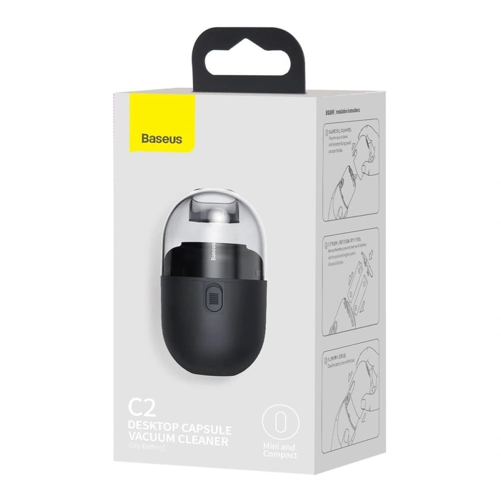 Mini aspirator de birou fără fir Baseus Capsule C2, 700Pa, cu baterie 2xAA (negru) - 3