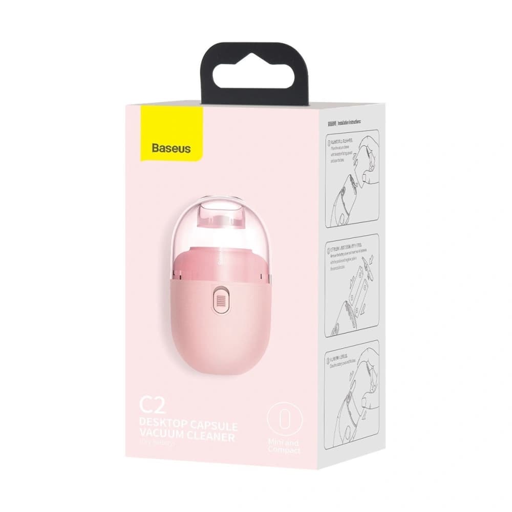 Vezeték nélküli mini asztali porszívó Baseus Capsule C2, 700Pa, akkumulátor 2xAA (rózsaszín) - 3