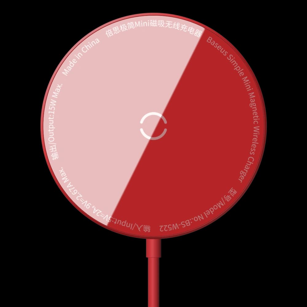Baseus Simple Mini Wireless Charger MagSafe, 15W (red) - 2