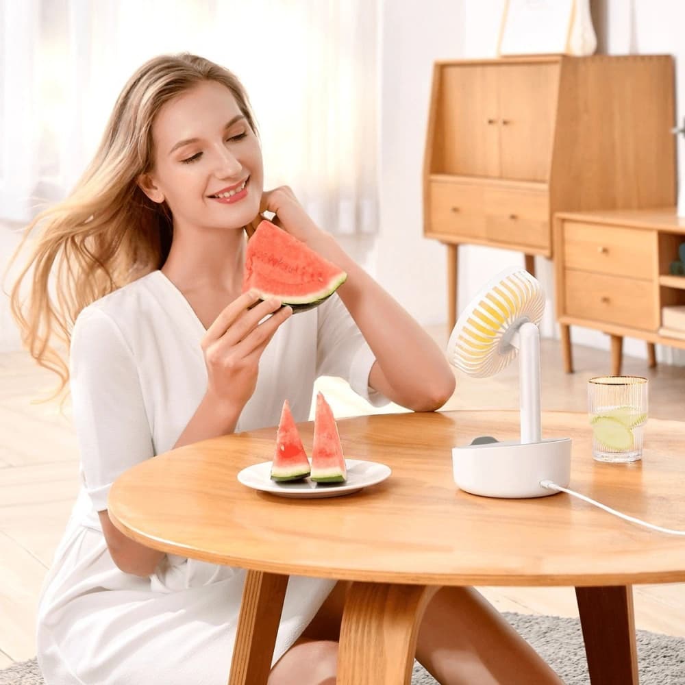 Asztali ventilátor Baseus Hermit 10W-os indukciós töltővel (fehér) - 7