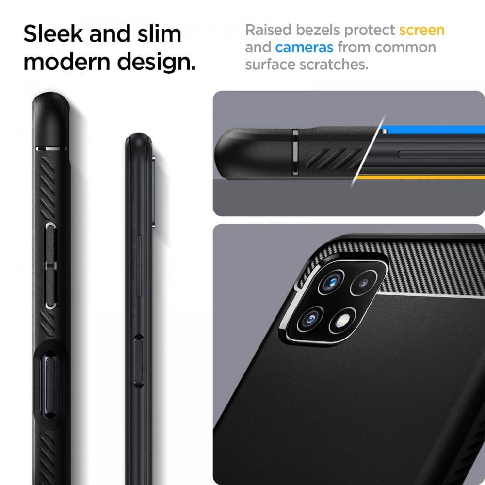 Etui Spigen Rugged Armor Samsung Galaxy A22 5G Matt Fekete - 6