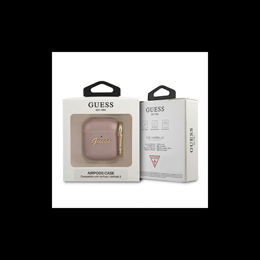 Guess Apple Tasche GUA2SASMP AirPods Hülle rosa/rosa Saffiano Script Metal Collection - 3
