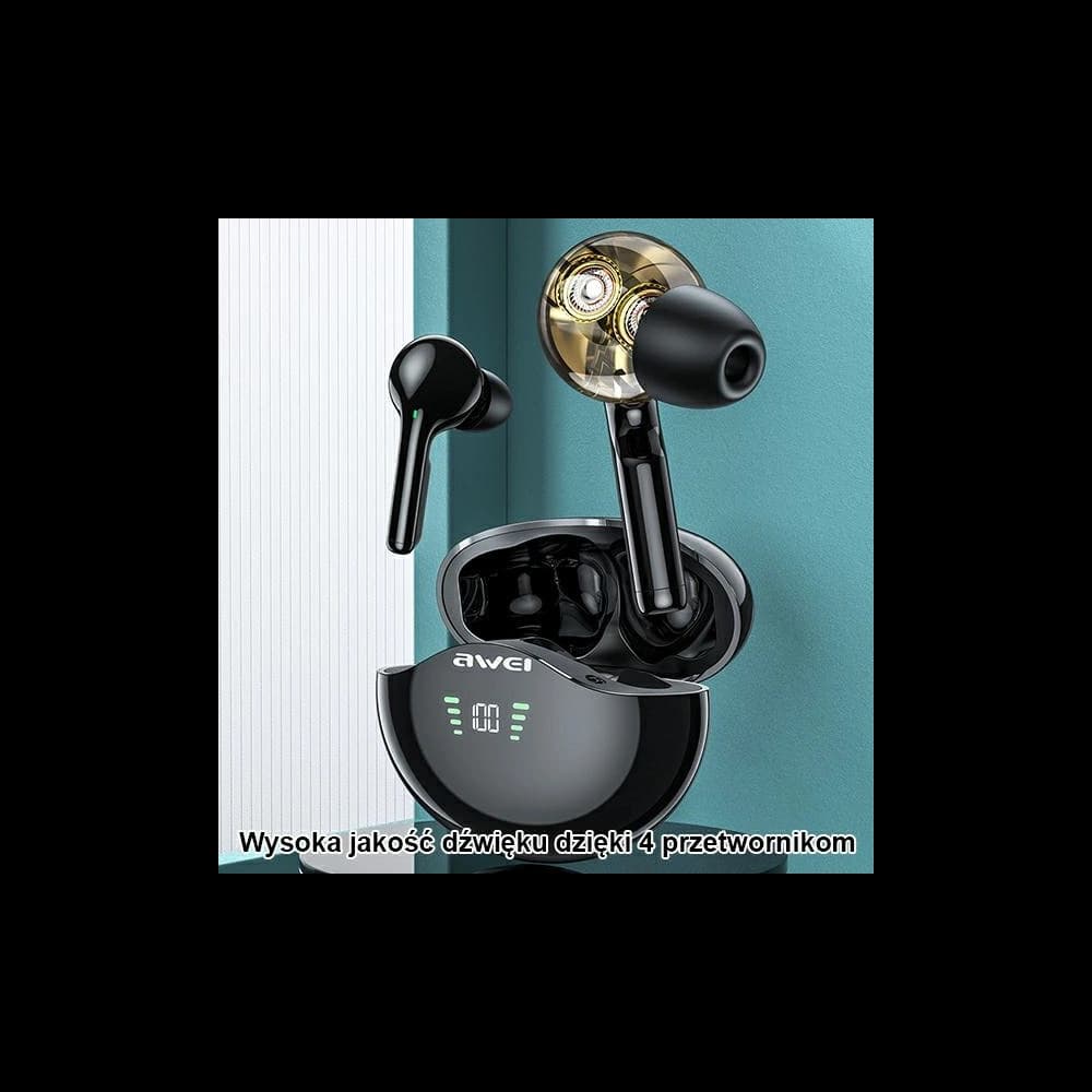 AWEI căști Bluetooth 5.1 T12P TWS + stație de dock negru/black - 2