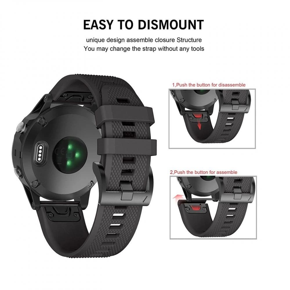 Pasek Tech-Protect Smooth Garmin Fenix 3/3 HR/5X/5X Plus/6X/6X Pro/7X Negru - 4