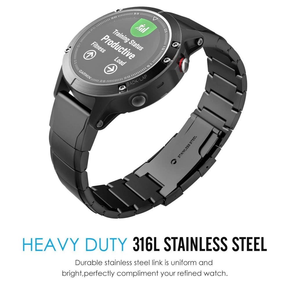 Bransoleta Tech-Protect Steelband Garmin Fenix 5/6/6 Pro/7 Fekete - 5