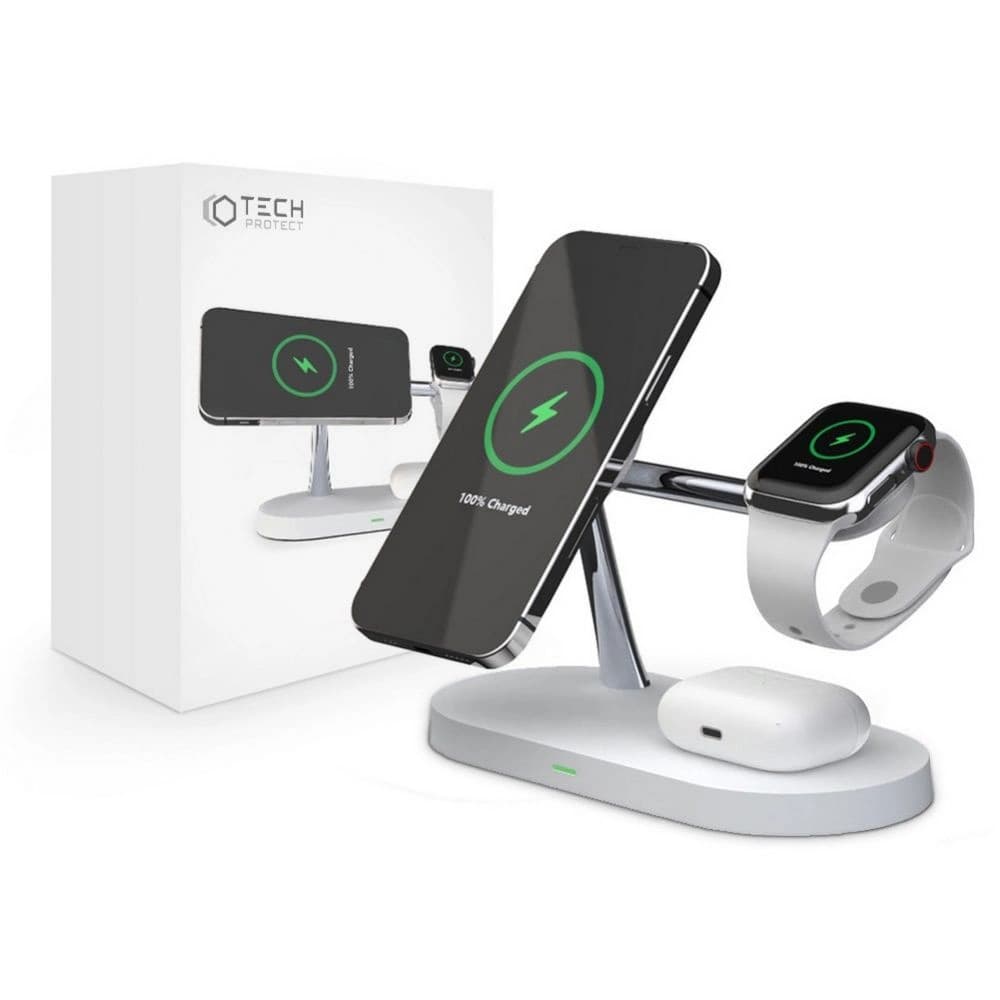 Tech-Protect A12 3in1 Magnetic Magsafe Wireless Charger White - 8