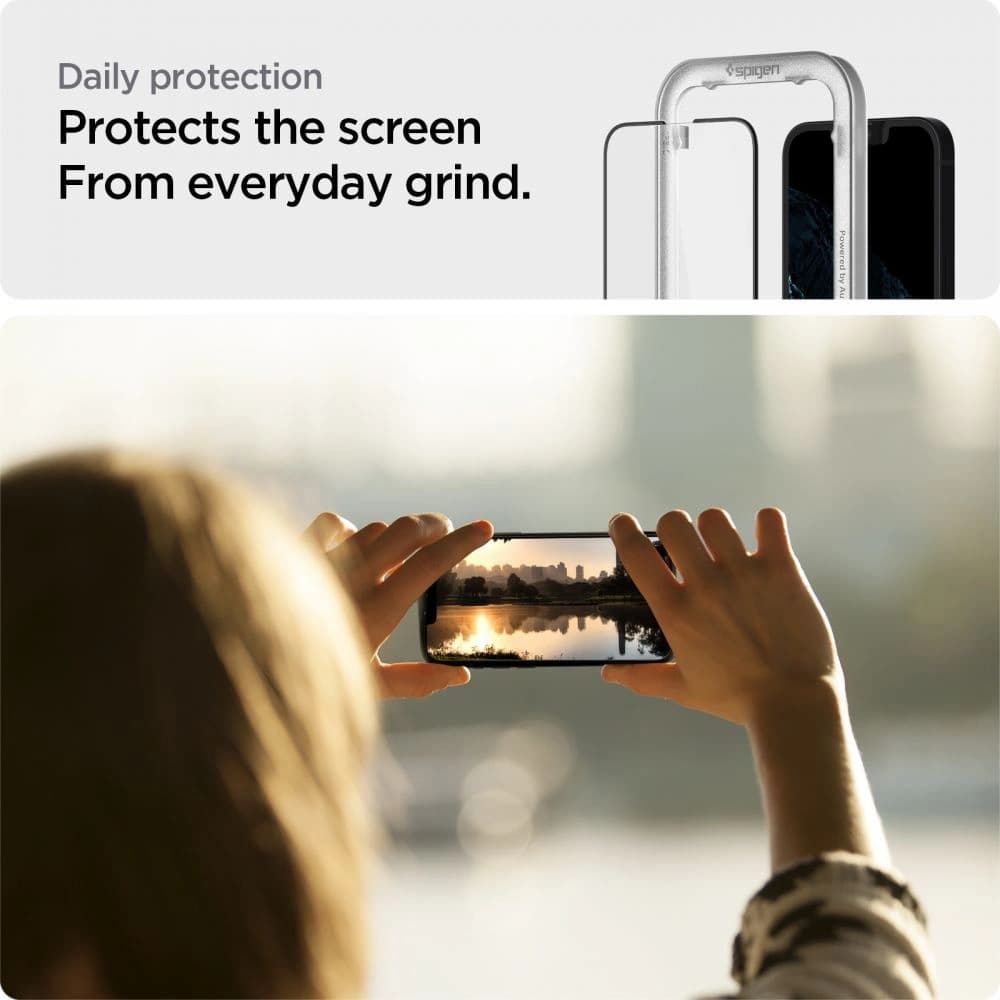 Gehärtetes Glas Spigen GLAS.tR Slim AlignMaster Apple iPhone 14/13/13 Pro Schwarz [2 PACK] - 8