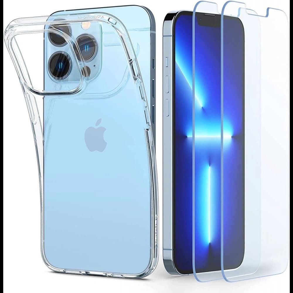 Case Spigen Crystal Pack Apple iPhone 13 Pro Crystal Clear + Glas - 1