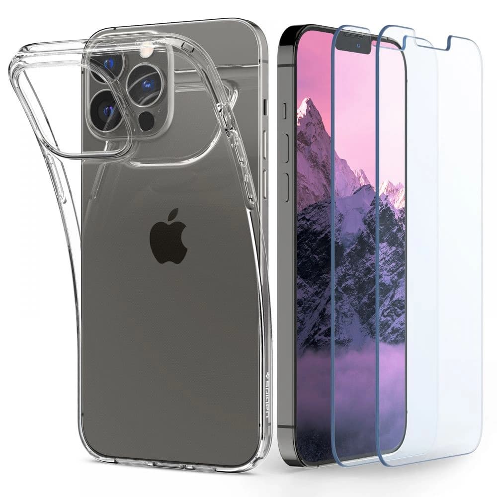 Case Spigen Crystal Pack Apple iPhone 13 Pro Crystal Clear + Glas - 2