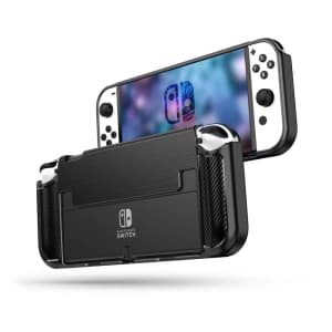 Case Tech-Protect TPUCarbon Nintendo Switch Oled Schwarz