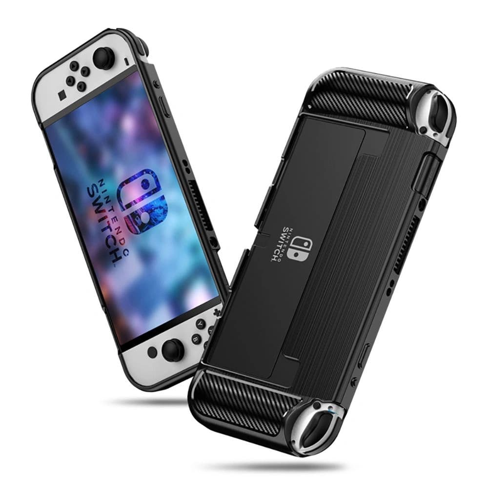 Case Tech-Protect TPUCarbon Nintendo Switch Oled Schwarz - 2