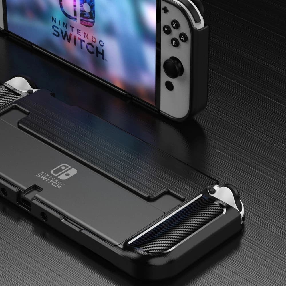 Case Tech-Protect TPUCarbon Nintendo Switch Oled Schwarz - 8