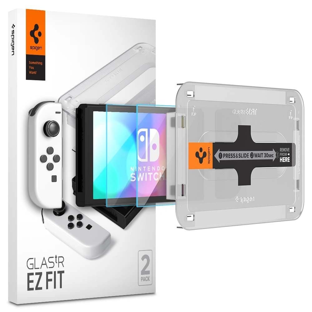 Spigen Gehärtetes Glas GLAS.tR ez Fit Nintendo Switch Oled [2 PACK] - 1