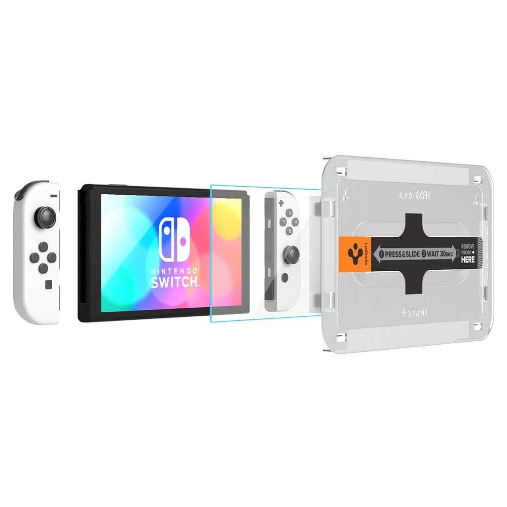 Spigen Gehärtetes Glas GLAS.tR ez Fit Nintendo Switch Oled [2 PACK] - 5