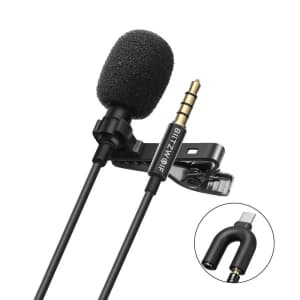 Blitzwolf BW-CM1 Lavalier microphone with clip, AUX, USB-C, 1.5m